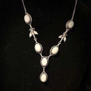 White jade artisan 925 silver necklace